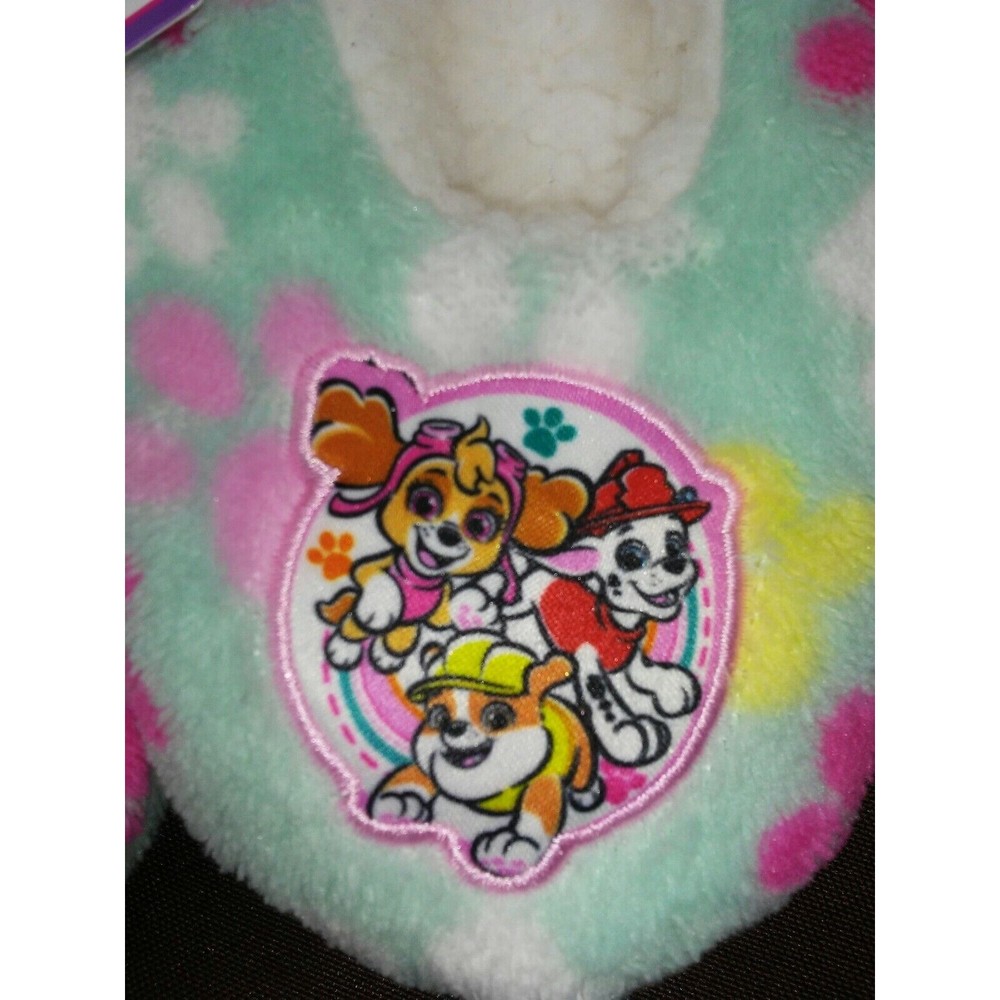 Paw Patrol Slippers Socks Teal Fuzzy Girls Toddler Non Skid 2t/3t & 3t/4t - Picture 3 of 4